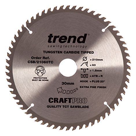 Trend CSB/21060tc Craftpro Lame de scie 210mm x 60dents X 30mmArgenté/noir