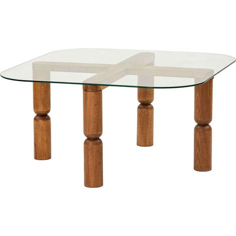 Table basse en bois massif et verre (1/4)