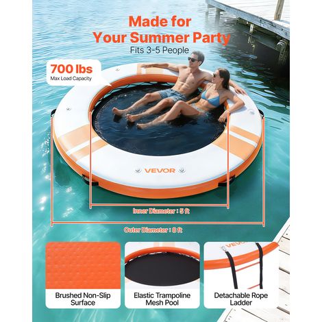 Quai Flottant Gonflable Rond Plateforme de Quai Gonflable 2,44 m pour Piscine Plage Mer Réunions Famille Sorties Amis Activités Nau… (1/5)