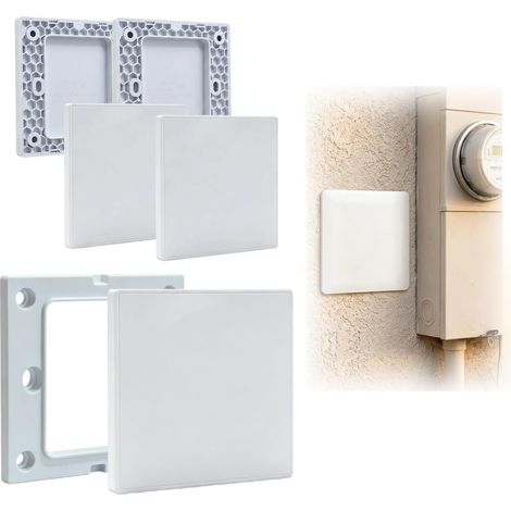 Cache Prise Électrique, Cache Prise Murale, Cache Trou Mur - 4 Pièces Plaques Murales Vierges en Plastique, Couvercles de Trous Muraux Décoratifs Encastrés 8,6 X 8,6 cm pour Cache Boîte Encastrement e (1/5)
