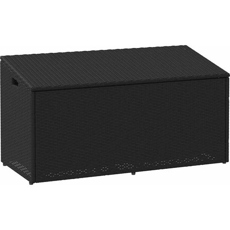 vidaXL Baule da giardino nero 110x50x58 cm in polyrattan