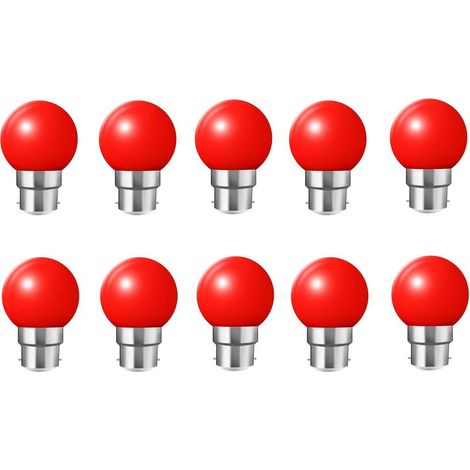 QAZQA 10X B22 Ampoule Rouge 1W Ampoule Couleur Économie d'énergie Couleur à LED 200LM Adapté aux Décoration AC 220V-240V ROUGE (1/4)
