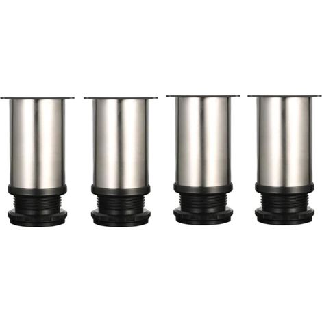 HOXILEELEO - Lot de 4 pieds réglables de 80 mm de hauteur pour meubles, tables et autres meubles, en acier inoxydable. Hauteur réglable de 0 à 15 mm. Vis en acier inoxydable incluses. (1/5)