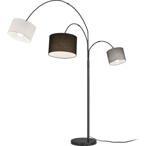 Trio Lighting Lámpara de pie con 3 pantallas textiles Blanca, Gris, Negra Clark (1/4)