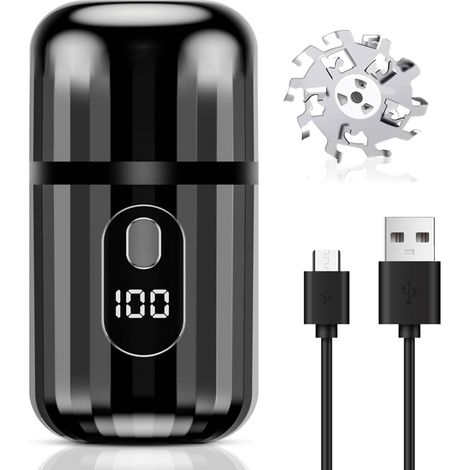 Mini Electric Shaver for Men, Electric Shaver with LCD Display USB Rechargeable Portable Pocket Shaver for Home, Office, Business (1/5)