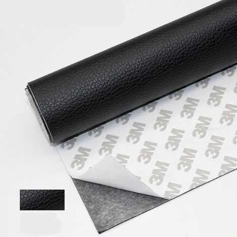 Rouleau adhésif en cuir 50 x 120 cm, autocollant en cuir synthétique, réparation de patch en cuir pour canapé, siège de voiture, sac à main, veste en cuir (noir) (1/4)