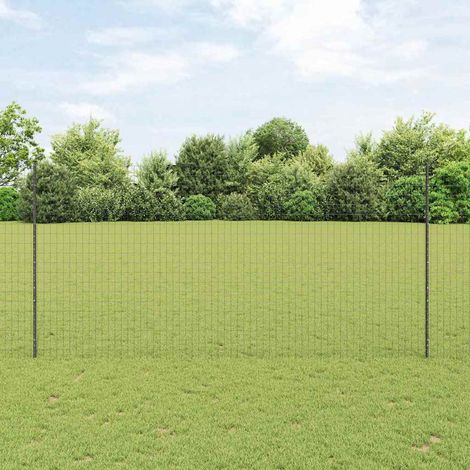 Zaun mit Pfosten Grau 1,5 x 10 m Stahl und PVC