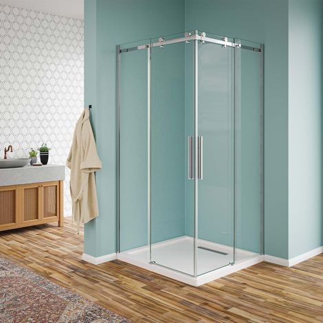 Box doccia angolare scorrevole Elegance vetro temperato trasparente 8 mm H190 cromo - 90x120 (1/2)