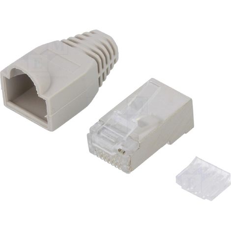 Connecteur RJ45 male Cat.6 avec protection - gris
