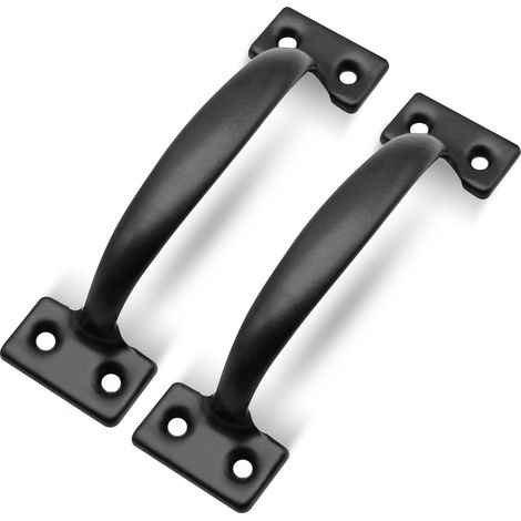Poignées de porte noires Lot de 2 poignées 140 x 39 x 1,3 mm Finition pulvérisée Poignée de porte pour poignée de tiroirs, poignée de cuisine, poignée d'armoires, poignée de (1/5)