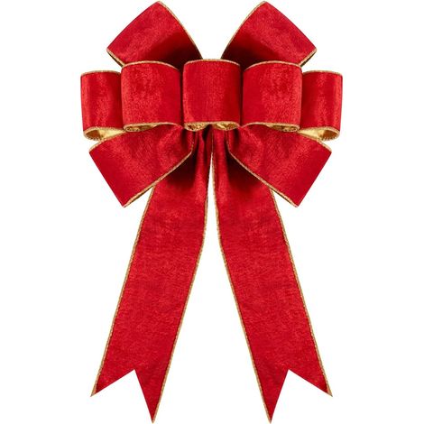 1 paquet de grands nœuds de Noël en velours rouge – Nœuds de Noël rouges de fête, décorations pour couronnes. Nœuds en velours pour dessus de sapin de Noël, porte d’entrée, extérieur (14 × 12 pouces) (1/4)