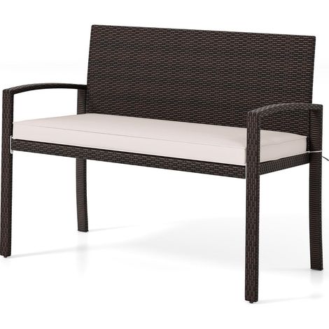 Divano da esterno 56 x 110 x 84 cm portata 360 kg cuscini sfoderabili finitura moderna in rattan PE misto marrone 200011006