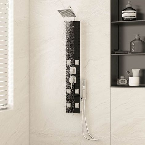 Panneau de douche en verre 18 x 45,5 x 130 cm Noir