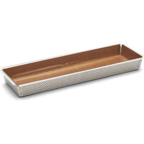 De Buyer 321235 Air-System Teglia Rettangolare Perforata con Fondo Estraibile Acciaio Inox 35x10.5x3.5 cm colore Silver