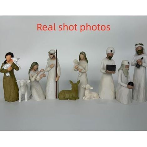Crèche générique avec figurines modernes en résine, scène de la Sainte Famille, décoration (1/4)