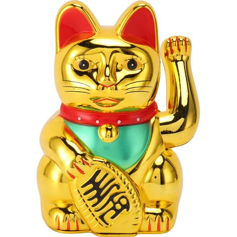 Chat porte-bonheur électrique en plastique 15 cm, figurine dorée pour entrée, maison, cadeau d'ouverture de magasin 0256A (1/5)
