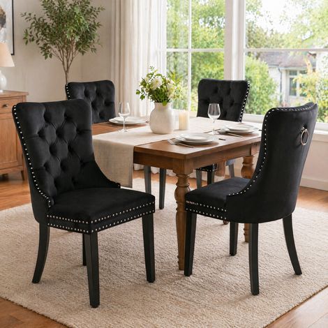 MEUBLIV Silla de comedor negra 62x47x95 cm, respaldo alto, lote de 2 (1/5)