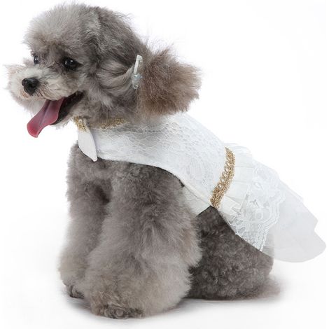 1 robe pour chien et chat, blanc, polyester, taille S/M/L/XL, pour mariage, Noël ou fête (1/5)
