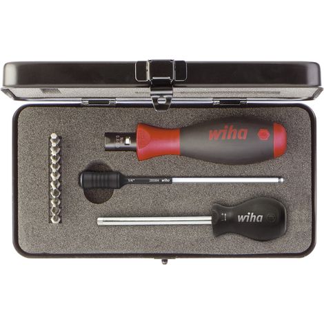 Wiha Set di giravite dinamometrici TorqueVario®-S 0,8-5,0 Nm assortiti 14 pz. campo di coppia meccanica a regolazione variabile con custodia  (26893)