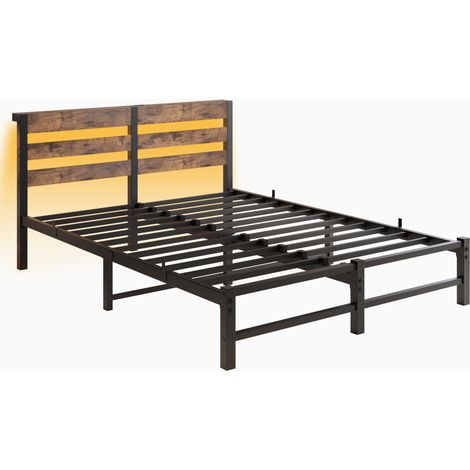 Cama 140x190 cm de metal con LED RGB, USB y almacenamiento bajo la cama, HOMVRA (1/5)