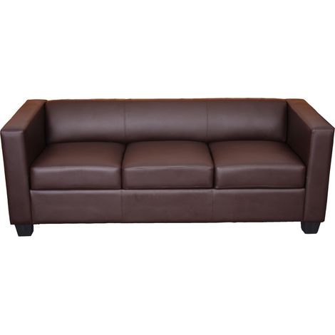 Divano sofa 3 posti lounge moderno elegante serie Lille M65 75x191x70cm ecopelle marrone