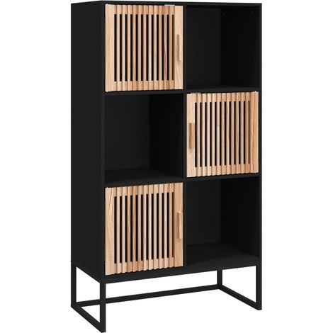Buffet haut Meuble de rangement noir 70x35x125 cm bois d'ingénierie (1/5)
