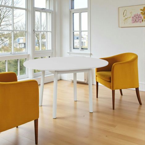 Table blanche extensible forme ronde Ø100-131 cm ARDEN