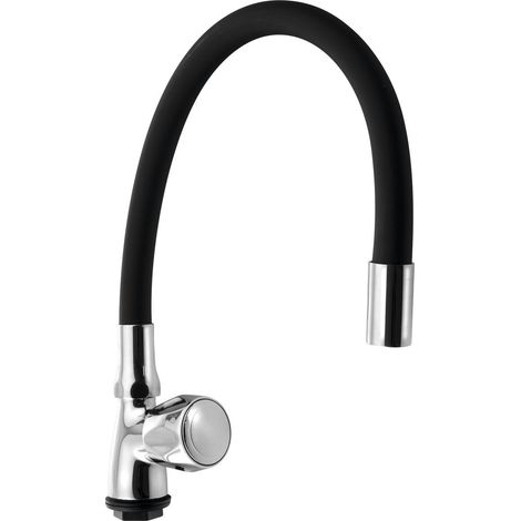 Robinet d'eau 1/2", bec flexible, chrome/noir mat (1/2)