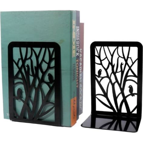 Serre-livres antidérapants en métal, lot de 2, motif oiseau (1/5)