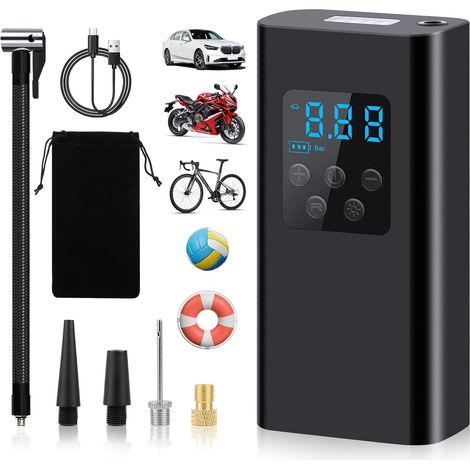 Inflador de neumáticos para coche, compresor de aire portátil de 6000 mAh, inflador de neumáticos recargable para coches, motocicletas y bicicletas. (1/5)
