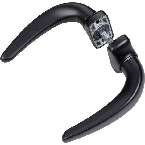 Fapim – Béquille double horus – Aluminium moulé sous pression – Finition noir RAL9005 mat – Pour épaisseur de porte 40-55mm