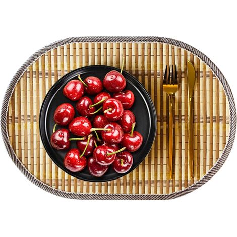 Sets de table bohèmes tissés, antidérapants et résistants à la chaleur, pour assiettes ovales, faciles à nettoyer, parfaits pour les dîners et la décoration de la cuisine, 43 x 30 cm (1/5)