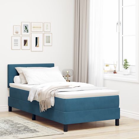 Box Spring Bed with Headboard Dark blue 90 x 200 cm Velvet vidaXL (1/5)