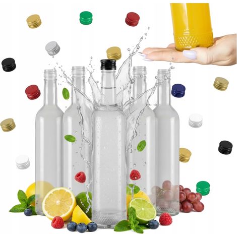 Lot de 5 bouteilles en cristal de 500 ml pour liqueurs, jus de vin et autres produits dérivés. (1/5)