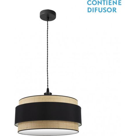 Dimmbare Hängeleuchte Modell Kandy 2xE27 Natur/schwarz FABRILAMP
