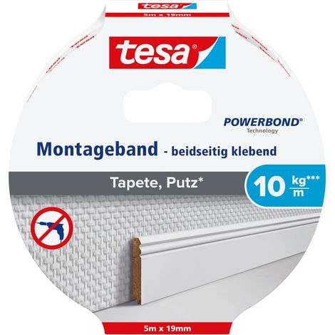 Adhésif Double Face de Fixation 10 kg/Mètre- Ruban Adhésif de Fixation Murale pour Plâtre et Papier Peint – Bande 5 m x 19 mm (1/5)