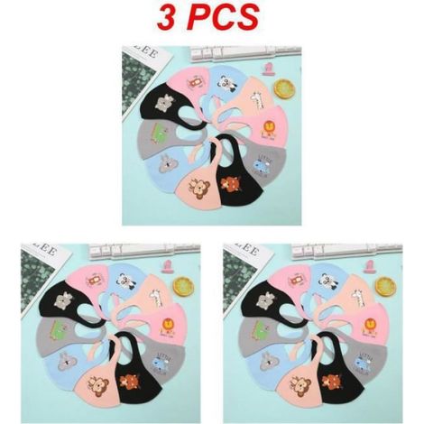 Masque Enfants - Soie De Glace - Réutilisable - Lavable - Pour Enfants 4 À 12 Ans - 3 Pièces