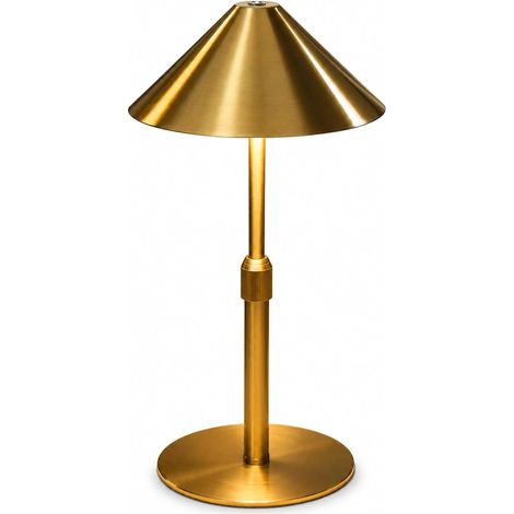 Lampe de table sans fil rechargeable 4000mAh, hauteur réglable, 3 températures de lumière, finition laiton brossé pour chambre, salon et balcon sans prise (1/4)