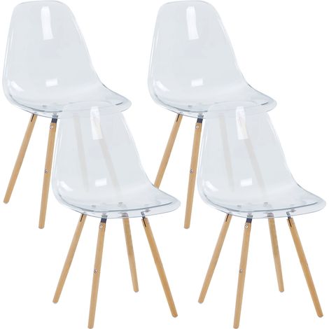 Set 4 Sedie Trasparenti In Polipropilene Con Gambe In Legno Di Faggio Schienale Ergonomico Sedia Cucina Soggiorno Sala Attesa Eleganti Moderne Robuste Solide (1/5)