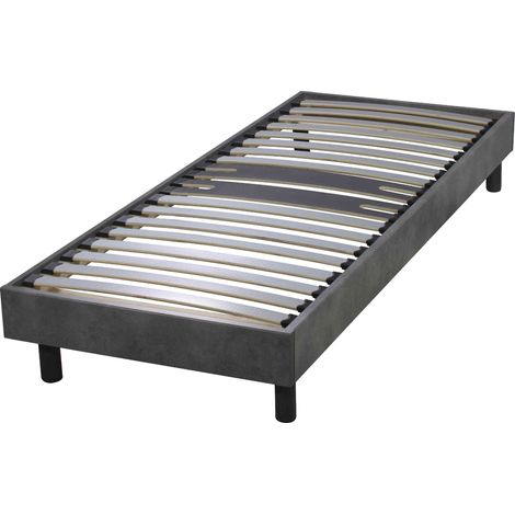 Sommier kit décor béton zone lombaire renforcée et pieds inclus 90x190