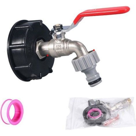 Accessoires pour conteneur IBC, robinet en laiton pour seau IBC 1/2", robinet 6 à 4 points 1/2" + mamelon en plastique-MHB (1/4)