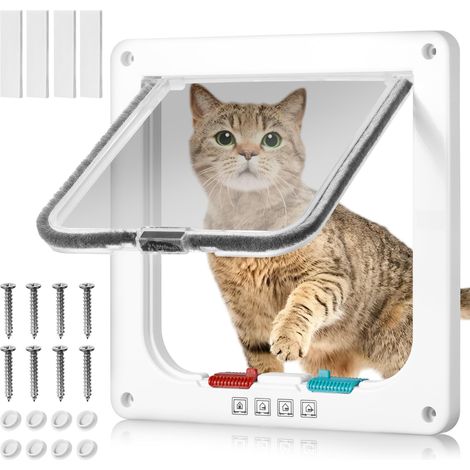Chatière à 4 Positions pour Chat et Chien Porte Battante Magnétique avec Tunnel de Fermeture Blanche M (1/5)
