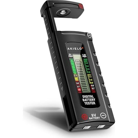 Testeur de Piles Numérique – Écran LCD Facile à Lire – Aucune Pile Nécessaire – Vérificateur Universel pour Piles AA AAA C D 9V 1,5V Pile Bouton