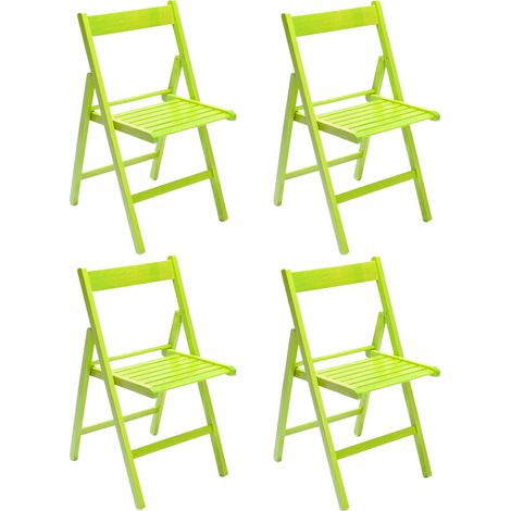 Marvin Sedia in Legno Pieghevole Birreria Colorata Interno o Esterno Salvaspazio Richiudibile da Campeggio Giardino Cucina Legno Massello Di Faggio Verde - 4 Sedie