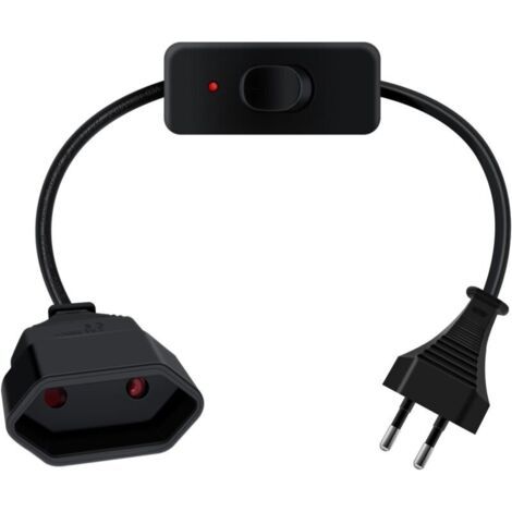 Rallonge Euro Cable avec Interrupteur 2.5A 250V Câble D'extension Euro avec Interrupteur 2x0.75 mm², pour Appareils Ménagers, Lampes de Table, Téléviseurs, Ordinateurs Etc (Noir, 0.5 m)