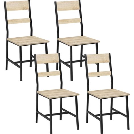 Klihome Sillas de comedor, 4 piezas, roble claro (1/5)