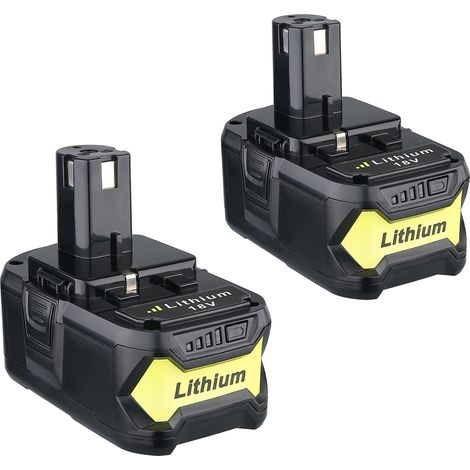 PDstation 2Pack 5500Ah 18V Li-ion Remplacement pour Batterie Ryobi P108 P107 P106 P105 P104 P103 P109 Remplacer pour Batterie Ryobi 18V Outils électriques sans fil avec voyant lumineux (1/4)