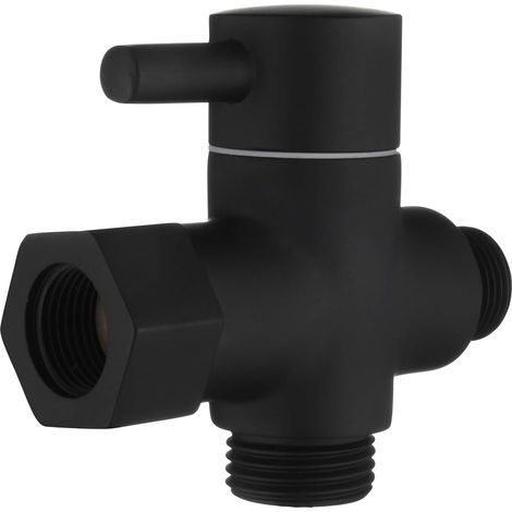 3-Wege-Umsteller, Messing-Absperrventil, 3/8"-12/17 Adapter für Toilettenwasserleitung, schwarz