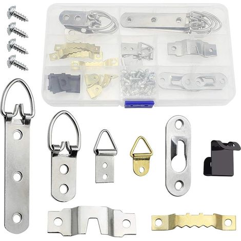 Ensemble de Crochet Suspension en Métal Attache Cadre Photo - 8 Types Cintre à avec Vis Accroche Tableau Charge Lourde pour Fixation Suspendu Peinture Décoration Murale (1/5)