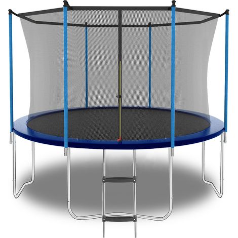 Trampolín exterior 8FT azul con red de seguridad y escalera, capacidad 181 kg (1/5)